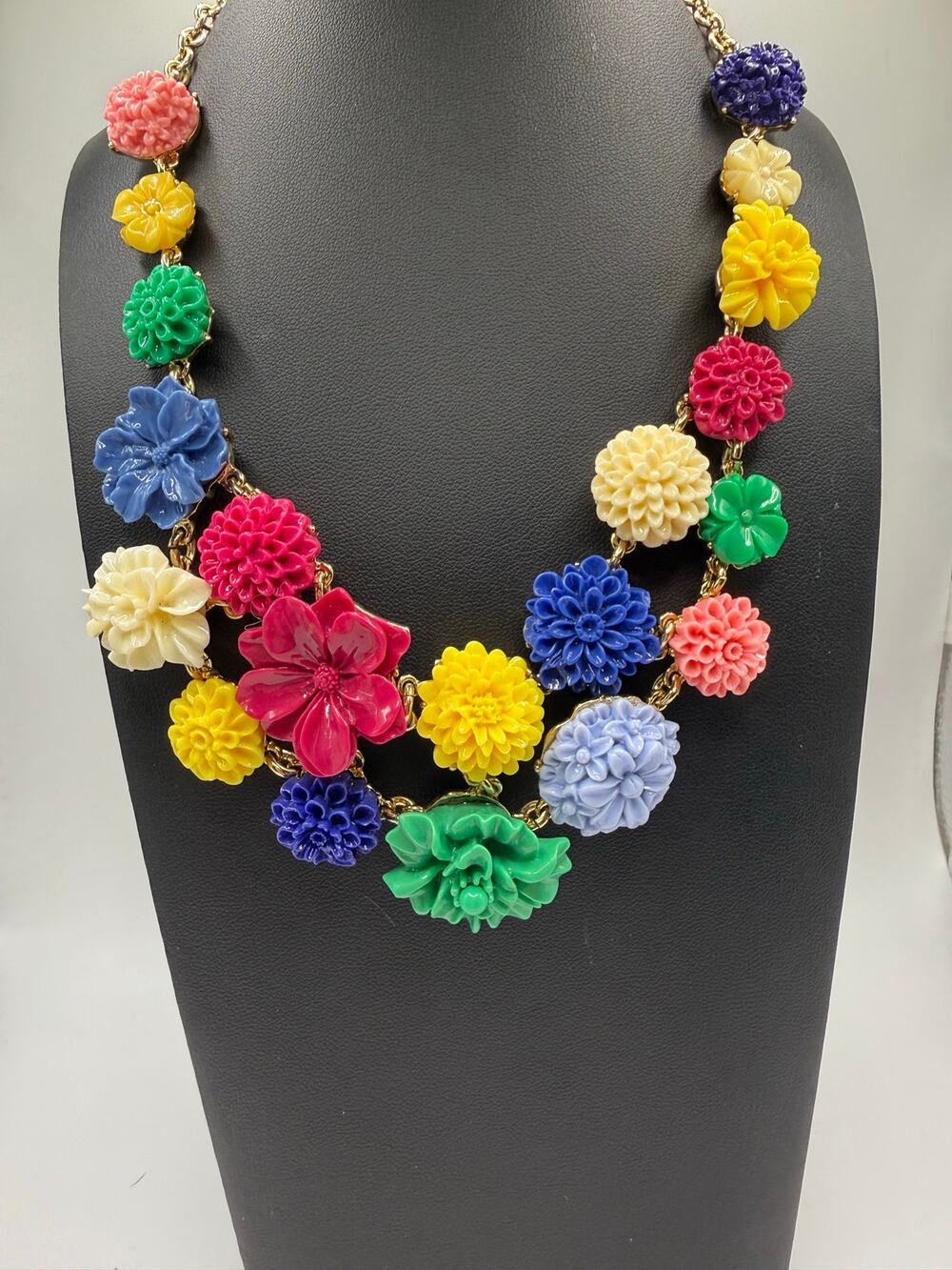 Talbots Resin Multi-Color Floral Bib Necklace
